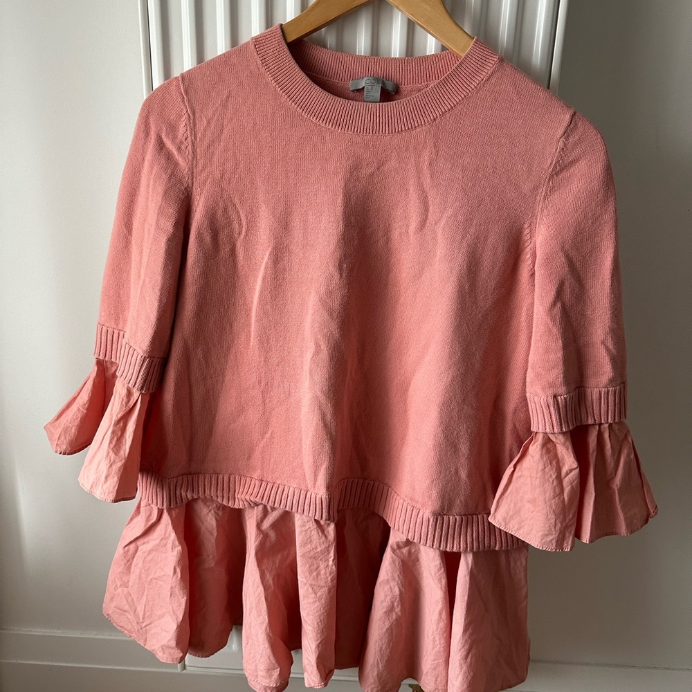 Cos - XS peplum rose knit sweater